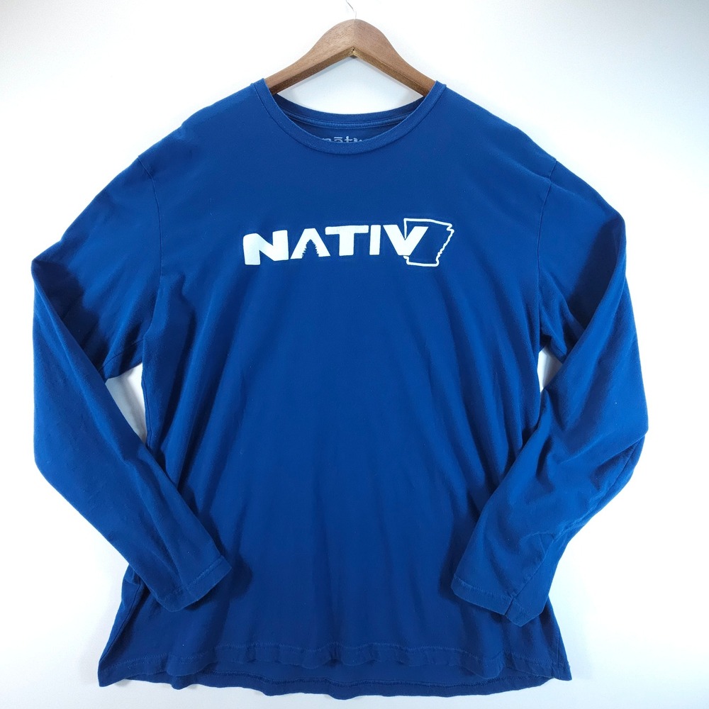 Nativ Arkansas Graphic Tee Mens Large Blue‎ Long Sleeve Streetwear Minimalist